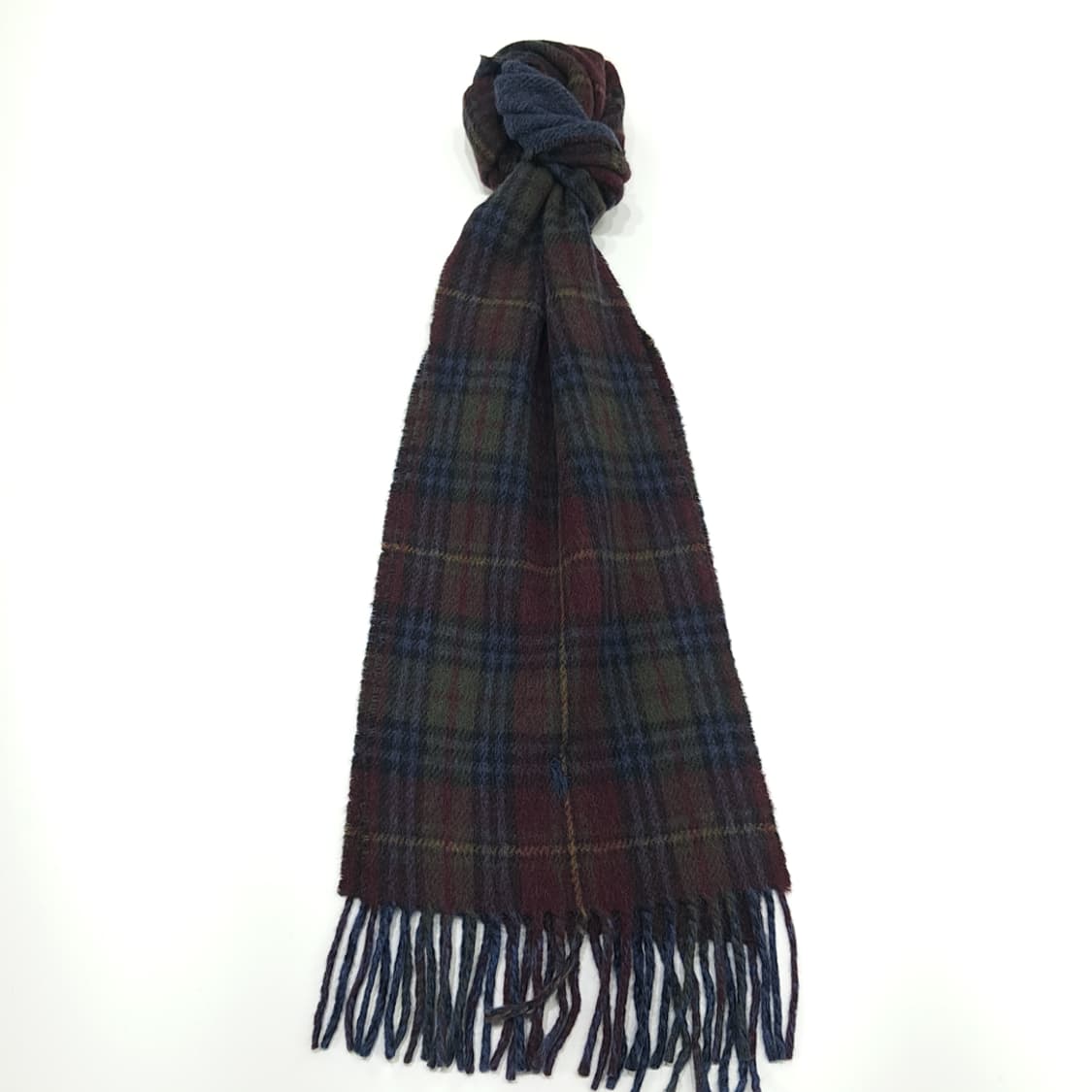 MX226 폴로 랄프로렌 퍼플 타탄체크 헤링본 버진울 양면 목도리 머플러 상품이미지1