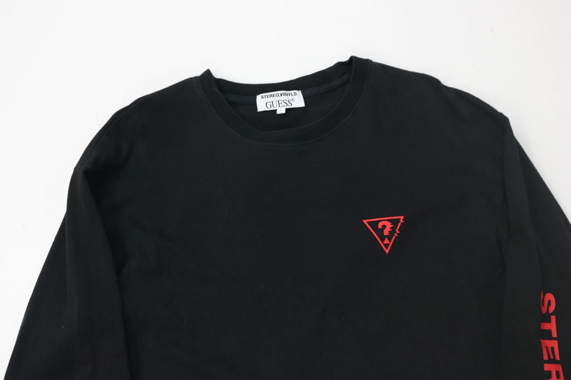 게스 x 스테레오 바이널즈 콜라보 블랙 그래픽 롱슬리브 티셔츠 (L) 상품이미지3