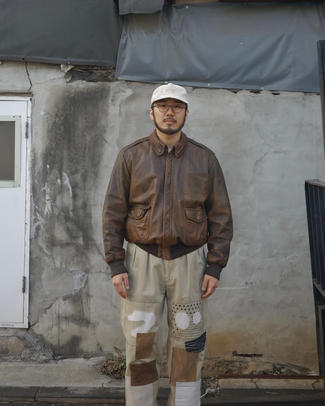 80s 90s L.L.bean 에이징 고트스킨 a-2 레더 자켓 상품이미지8