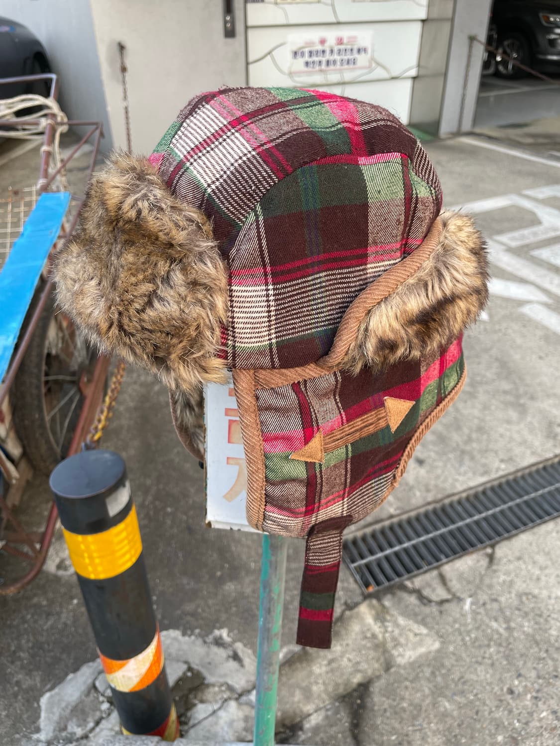 (빈티지)타탄체크 퍼 트리밍 트루퍼 햇 상품이미지3