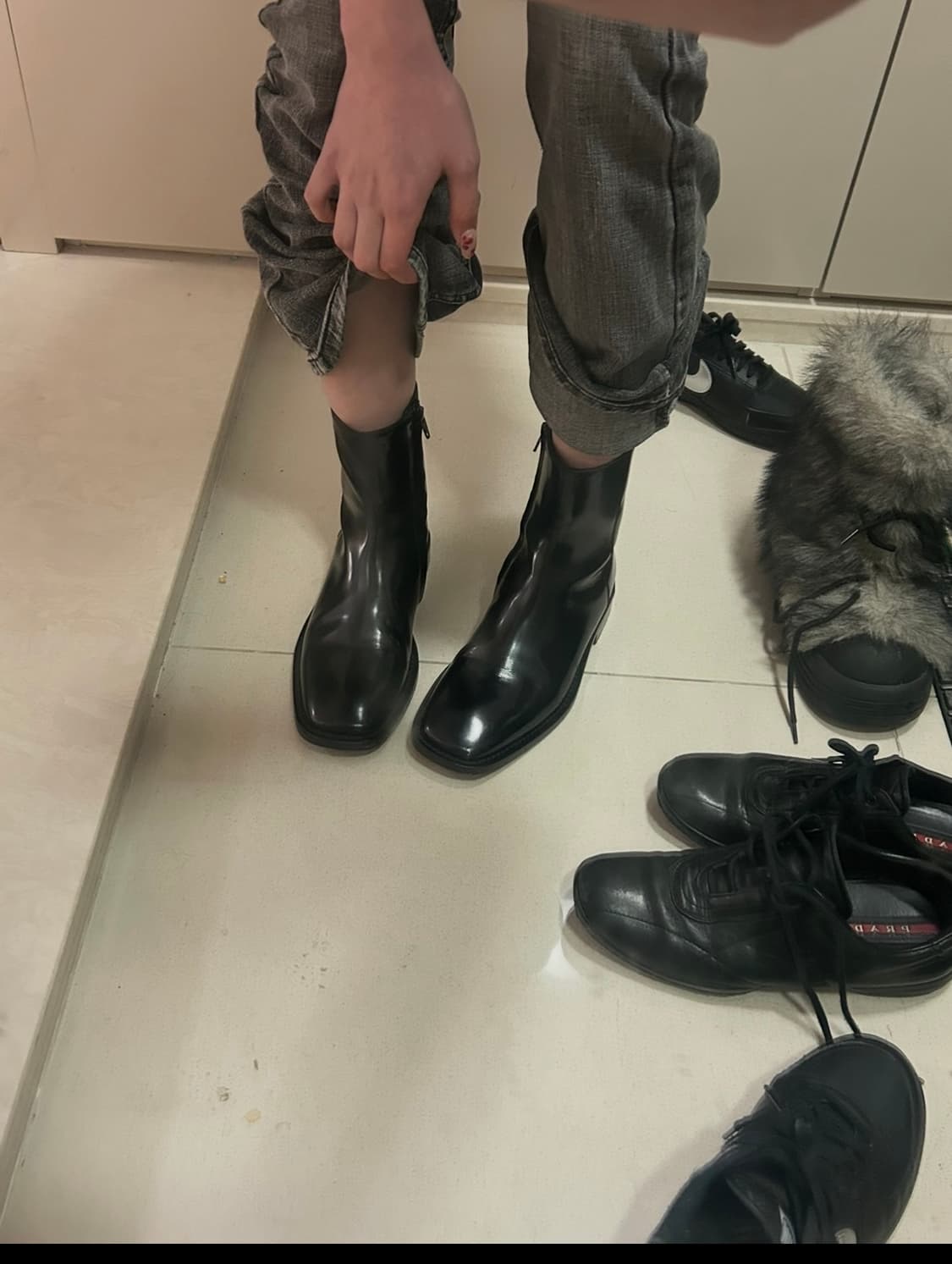 발렌시아가 스퀘어토 레더 부츠 상품이미지1