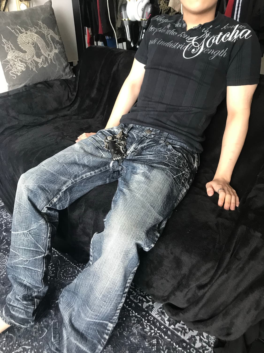 Punk net embriodery printing jeans 상품이미지5