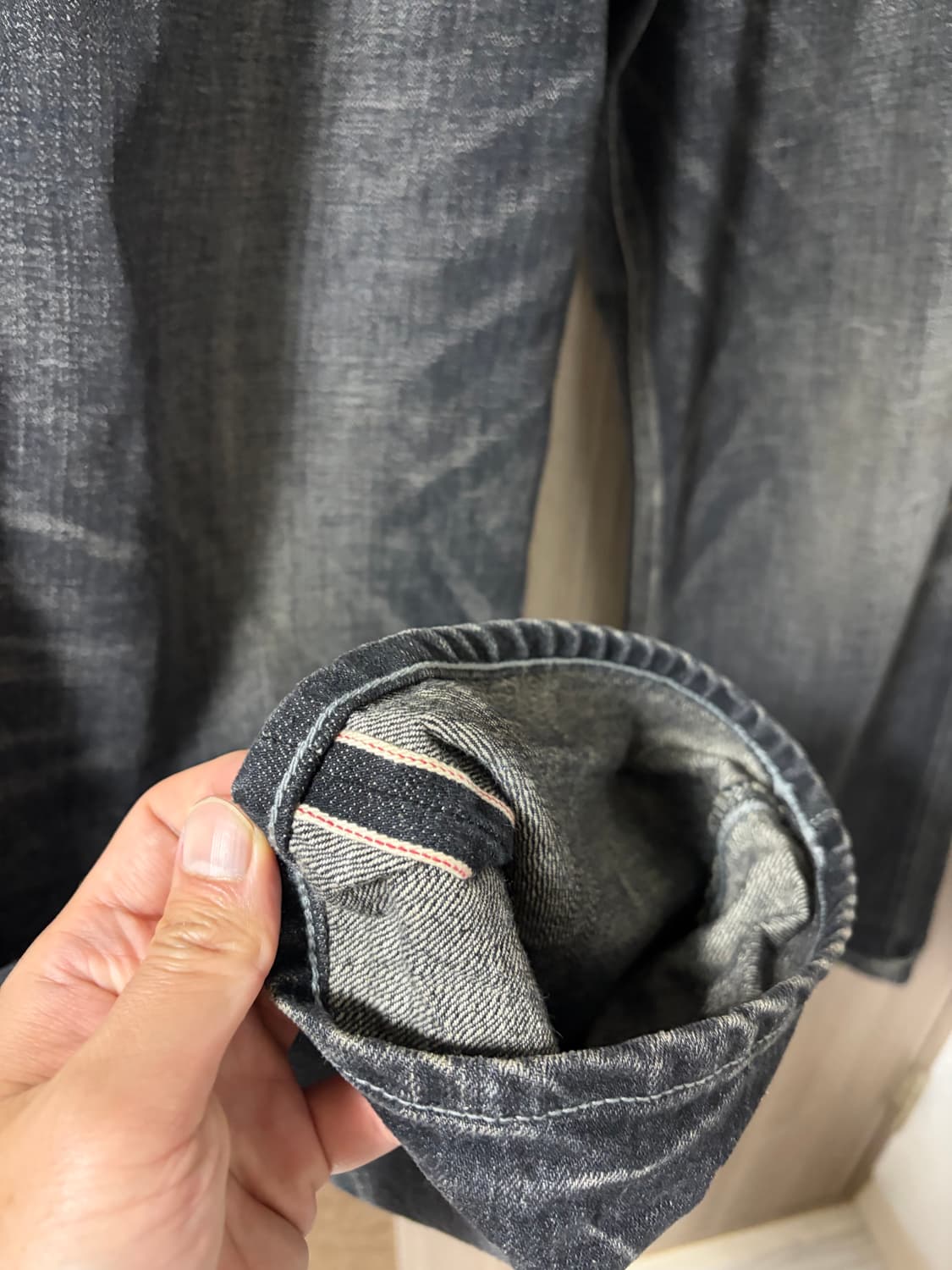 네이버후드 24aw 워시드 데님 DP 와이드 블랙 M 상품이미지5