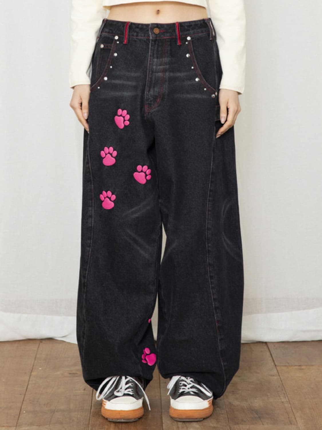 엑스톤즈 우먼 미야옹 핫픽스 데님 (블랙) 상품이미지1