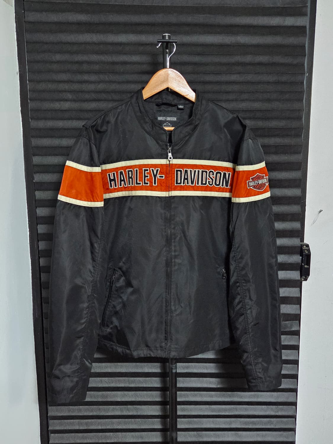 [할리데이비슨] 빅로고 자수 라인 나일론 레이싱 자켓 | 00177 상품이미지1