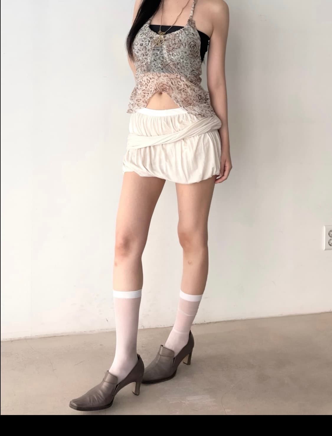 Whirl drape mini skirt / ivory 상품이미지6
