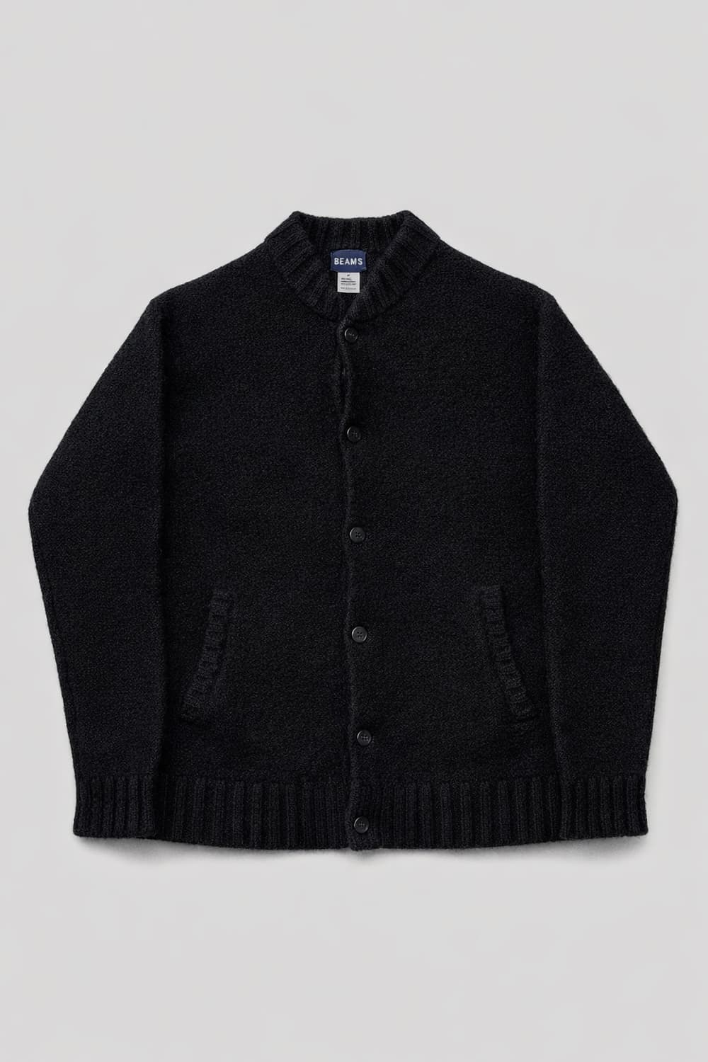 JPN 빔즈 BEAMS 울100% 블랙 니트 가디건 M 상품이미지1