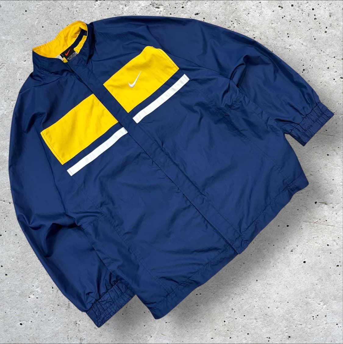 [M] 90s 나이키 올드스쿨 버튼 바람막이 네이비/옐로우 C295 상품이미지1