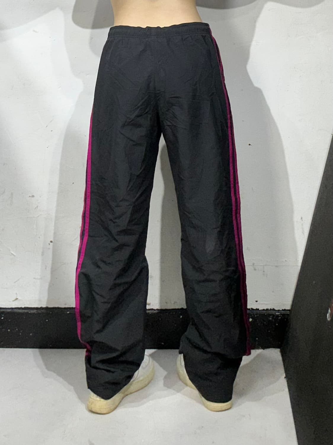 아디다스 블랙 핑크 삼선 와이드 트랙 팬츠 추리닝 바지 M 상품이미지3
