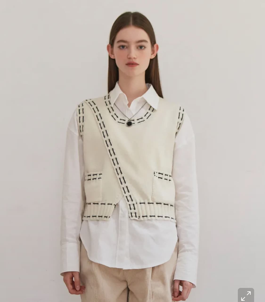 바이탈싸인 램스울 스티치 니트 조끼 (새상품) 상품이미지1