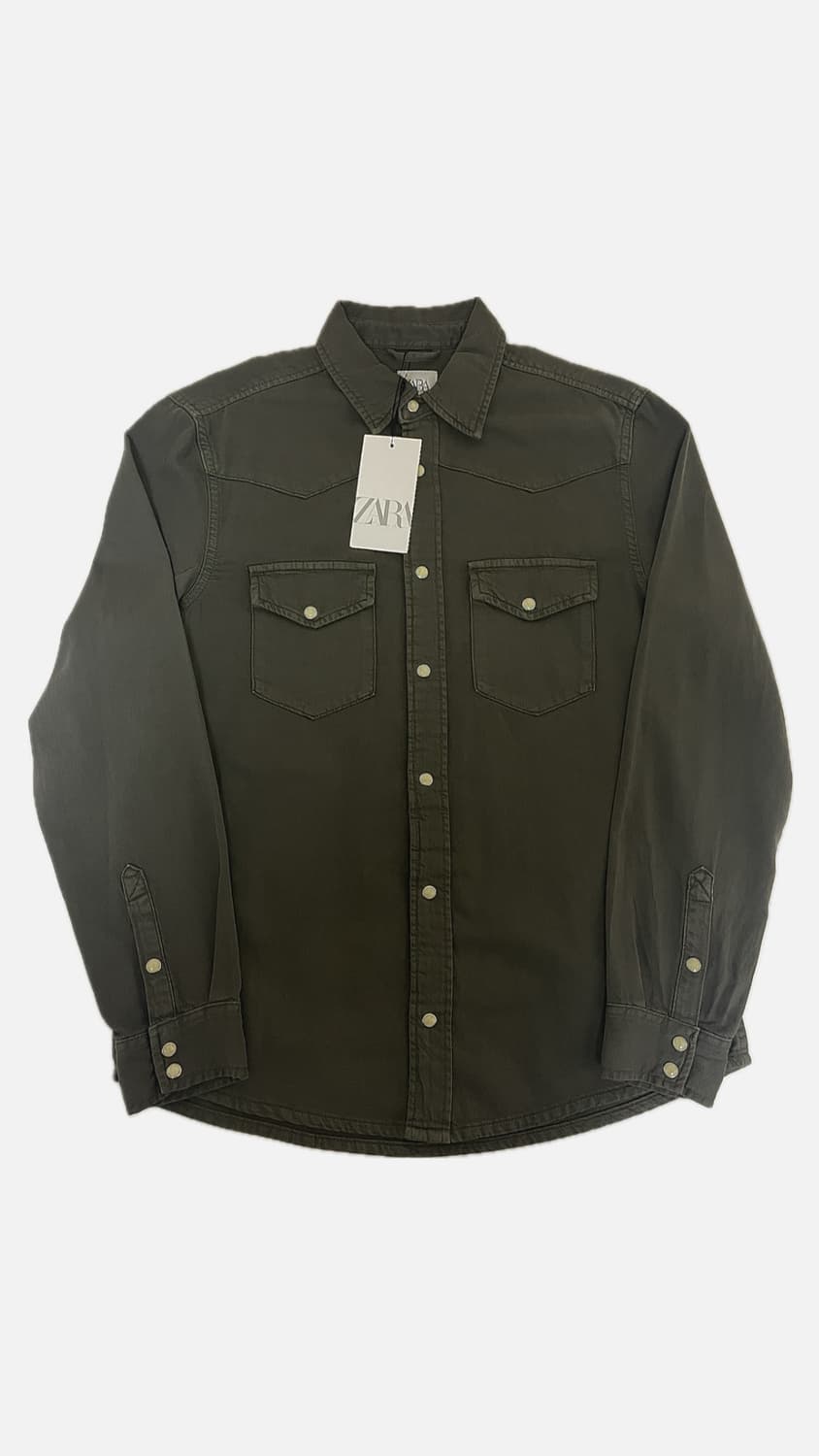 ZARA 자라 데님 셔츠 자켓 카키 상품이미지1