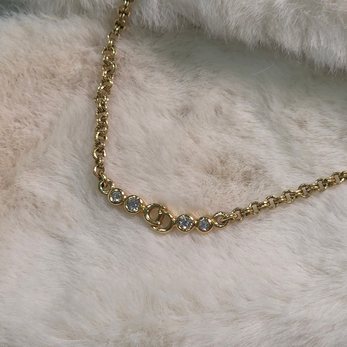 DIOR 디올 CD 체인 링크 큐빅 목걸이 (정품) 상품이미지5