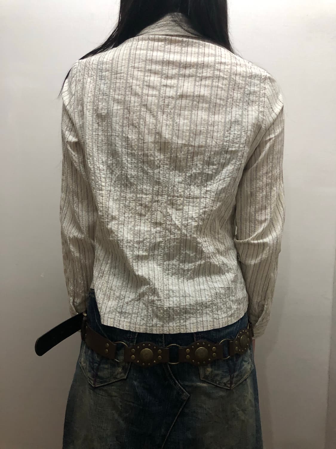 빈티지 화이트 스트라이프 프릴 블라우스 상품이미지9