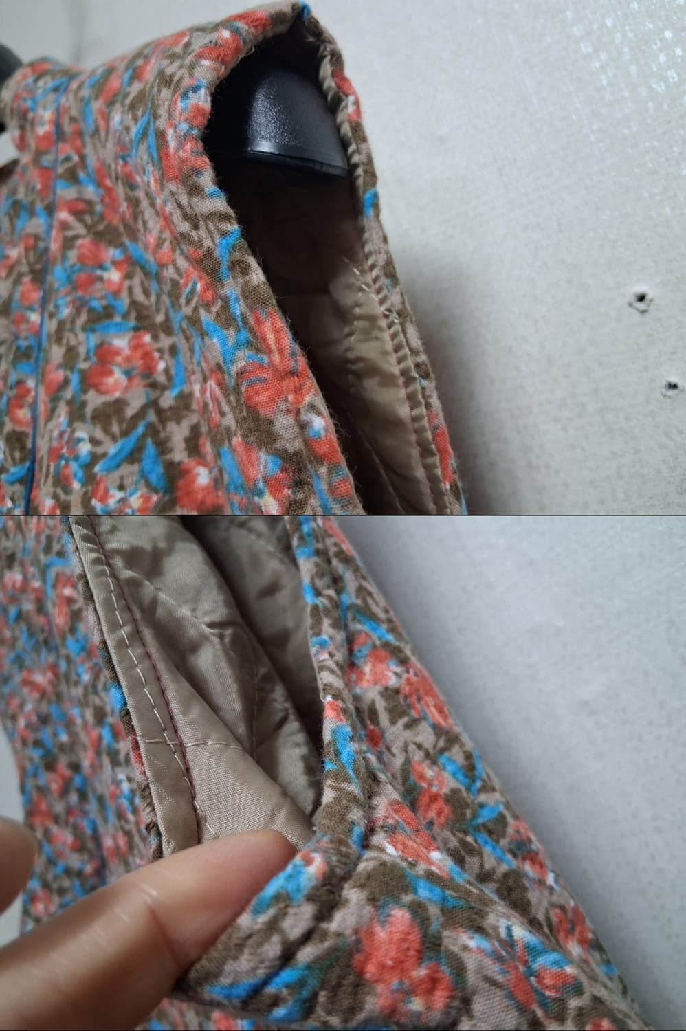 개량한복형 맞춤제작 꽃무늬 퀼팅 누빔 롱원피스 랩디지인 새거컨디션77 상품이미지6