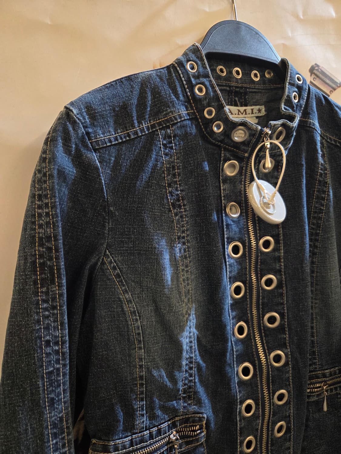 VINTAGE Y2K 펑크 아일렛 중청자켓💯 상품이미지2