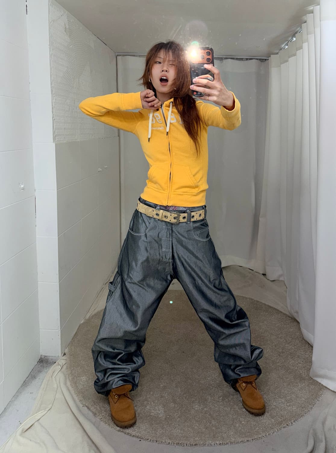 아베크롬비 옐로우 작사 후드집업 + 에미넴 실버 힙합팬츠 세트 상품이미지2