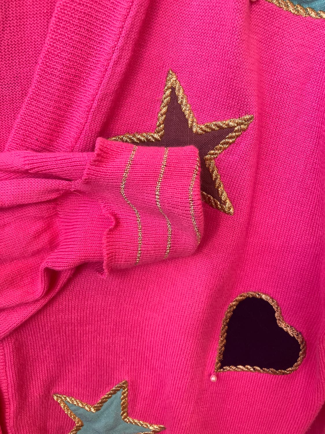 jpn 핫핑크 하트 별 데코 가디건 상품이미지5