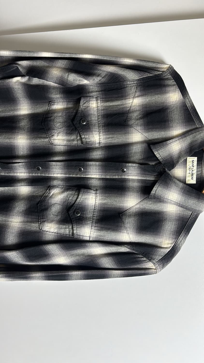 생로랑 16fw 에디슬리먼 플란넬 웨스턴 셔츠 m사이즈 상품이미지3