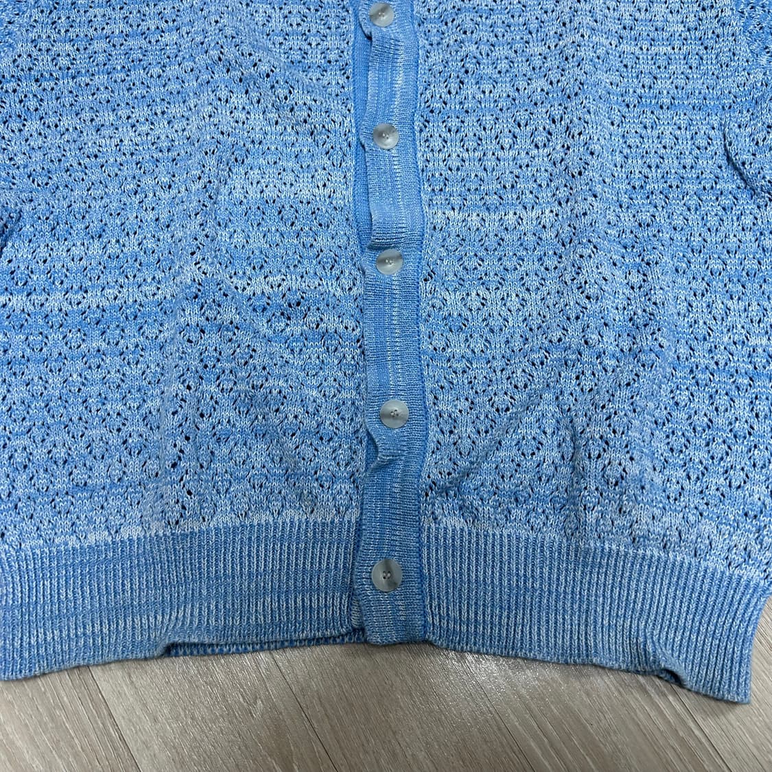 (1) 웨이비니스 23ss 스카시 하프 카라 니트 가디건 상품이미지5