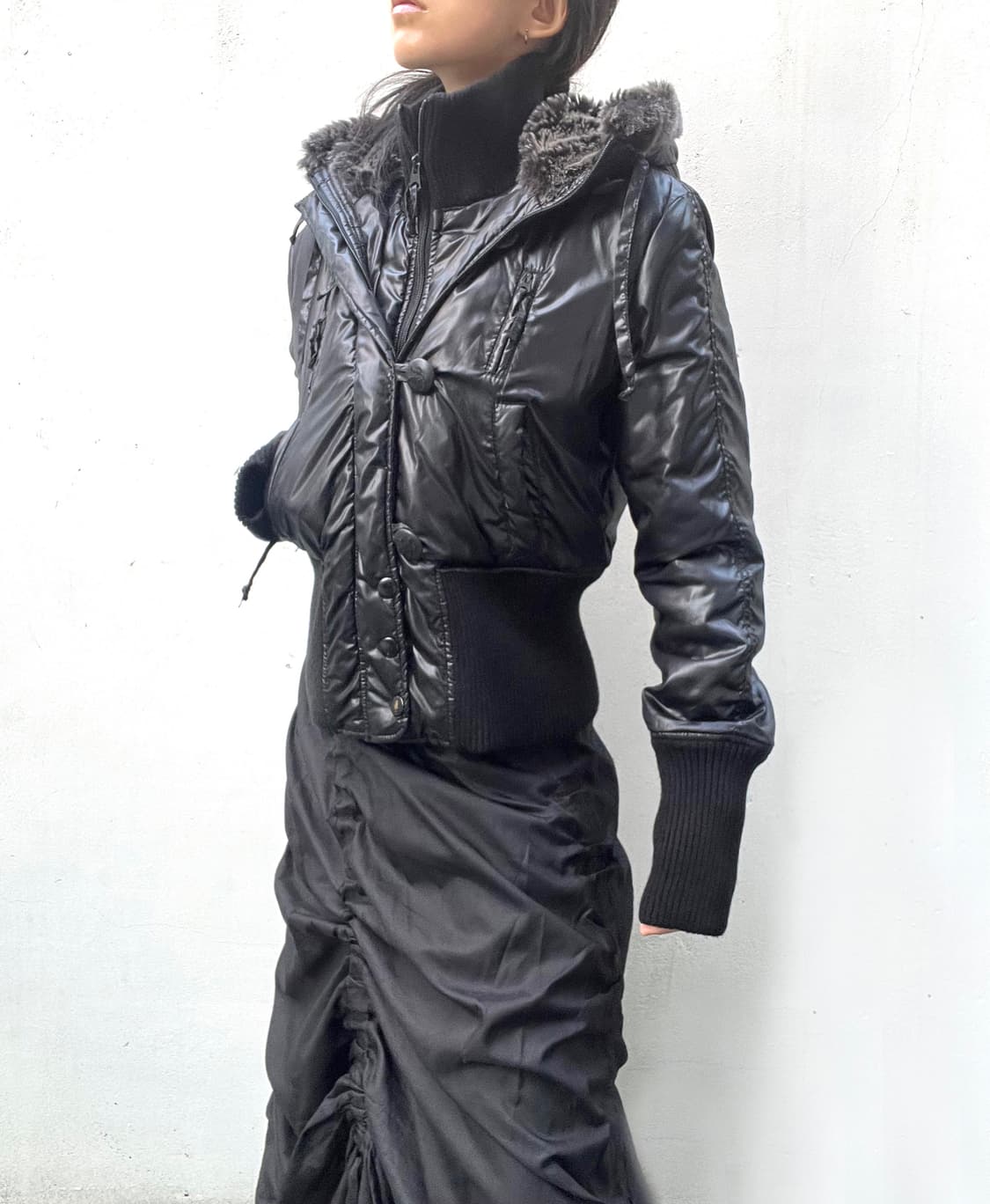 A/X 하이넥 퍼 후드 투웨이 패딩점퍼 상품이미지6