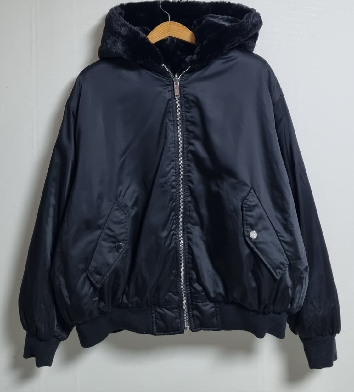 오버핏 L ) 블랙 페이크퍼 리버시블 양면 자켓 상품이미지3