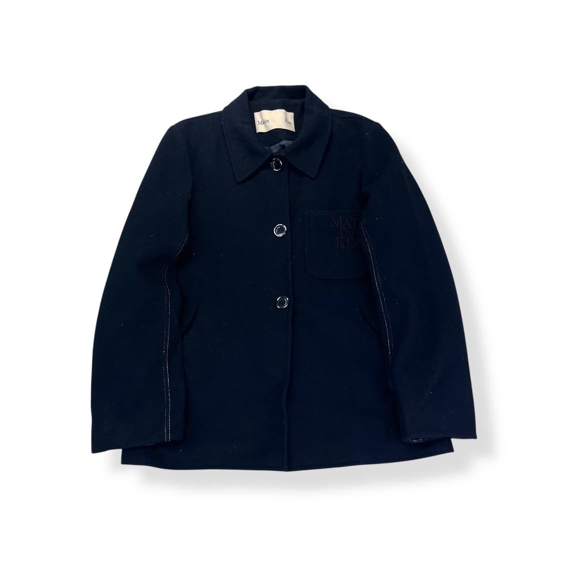 100 마땡킴 울 레더 코트 상품이미지1