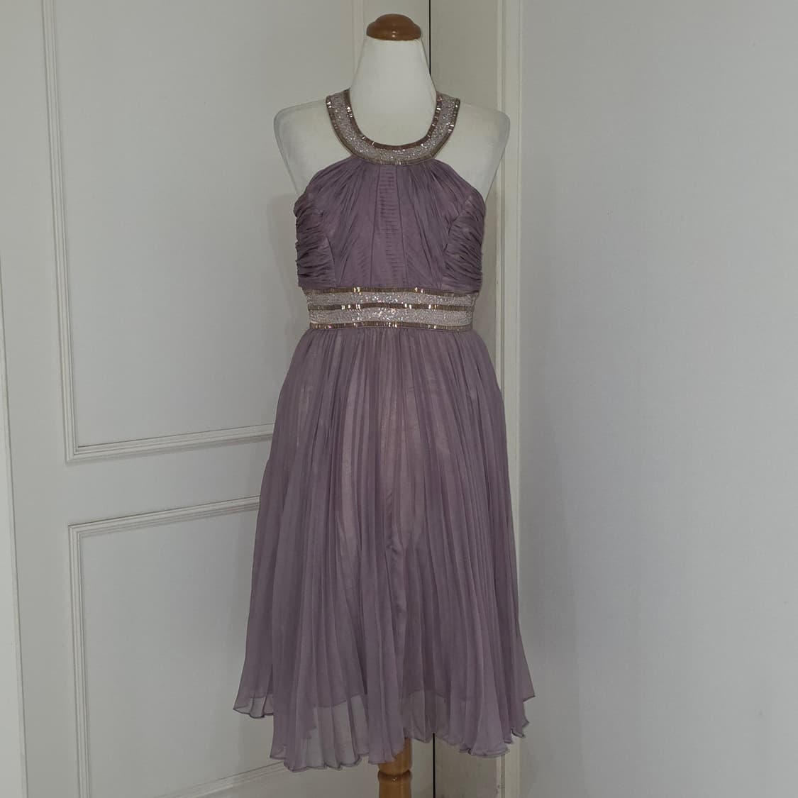 RUIRUE 일본빈티지)로맨틱st 플리츠 비즈 홀터넥 댄스파티연주회드레스 상품이미지1