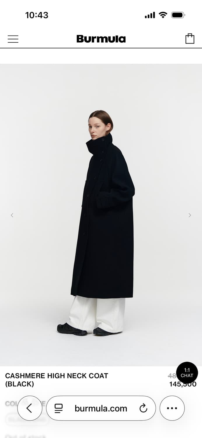 Burmula CASHMERE HIGH NECK COAT(BLACK) 상품이미지4