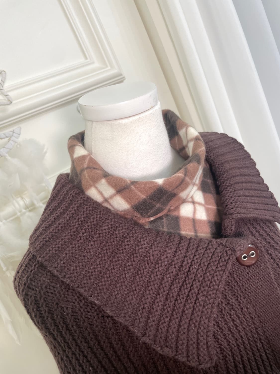 cool brown collar one button cardigan 상품이미지9