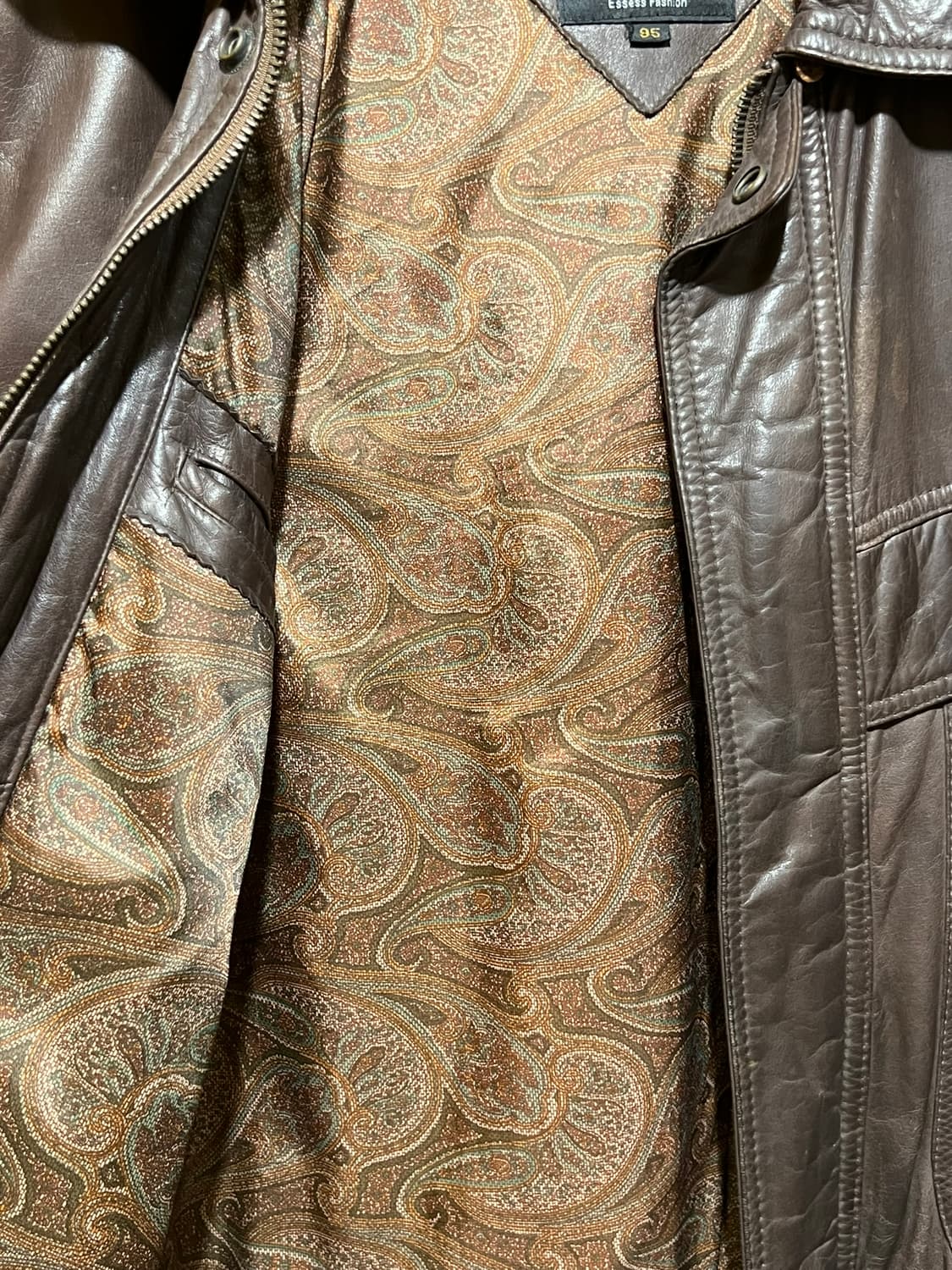 90s [95] 런던포그 소가죽 빈티지 블루종 가죽자켓 상품이미지5