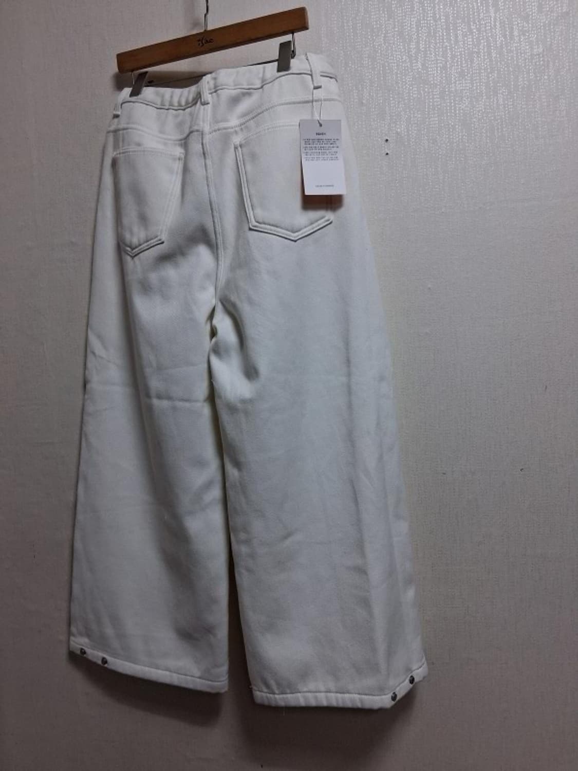 와이드 화이트 데님기모 팬츠 3단밑단 조절 미착용새옷상태 32에서34  상품이미지2
