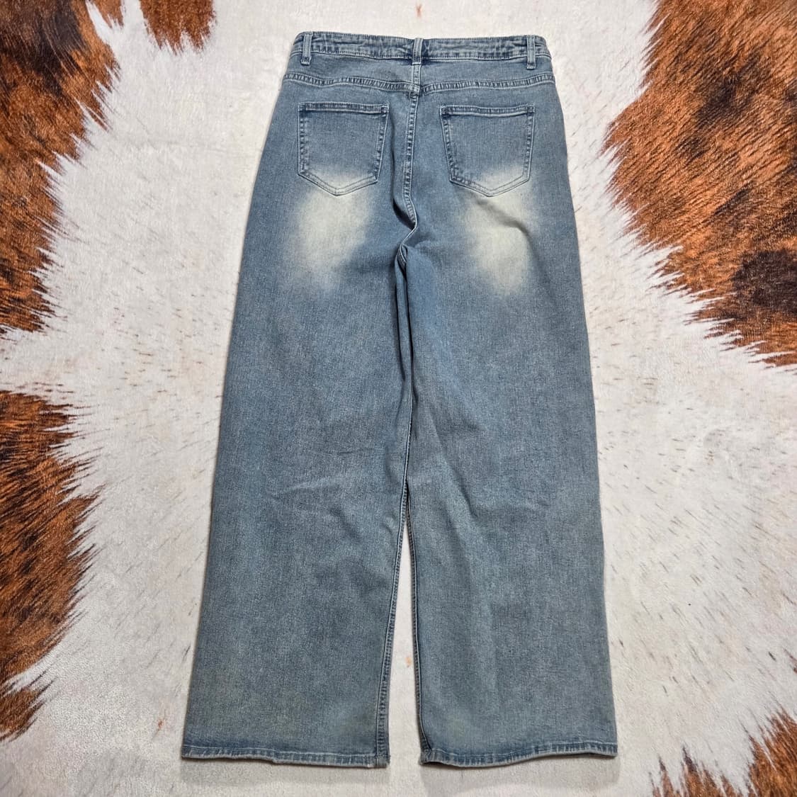 빈티지 연청 워싱 와이드 데님팬츠 상품이미지4