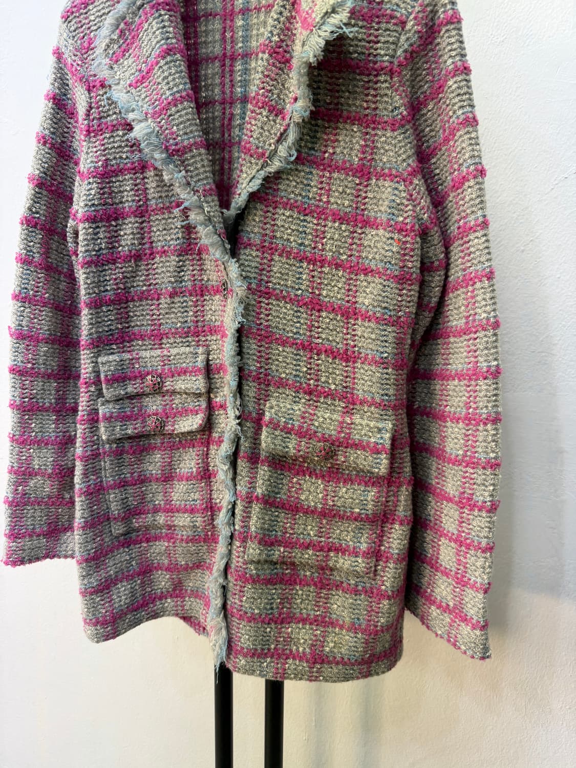 정품) 더스토어 한섬 트위드 체크 자켓 90F 상품이미지3