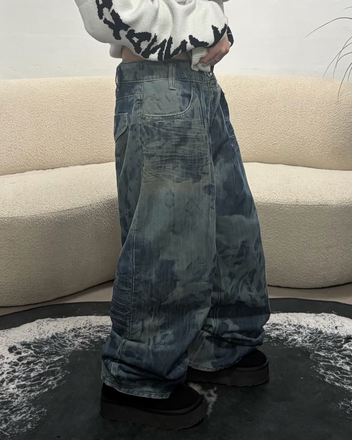 90s LEVIS 550 타이다이 데님와이드팬츠 상품이미지3