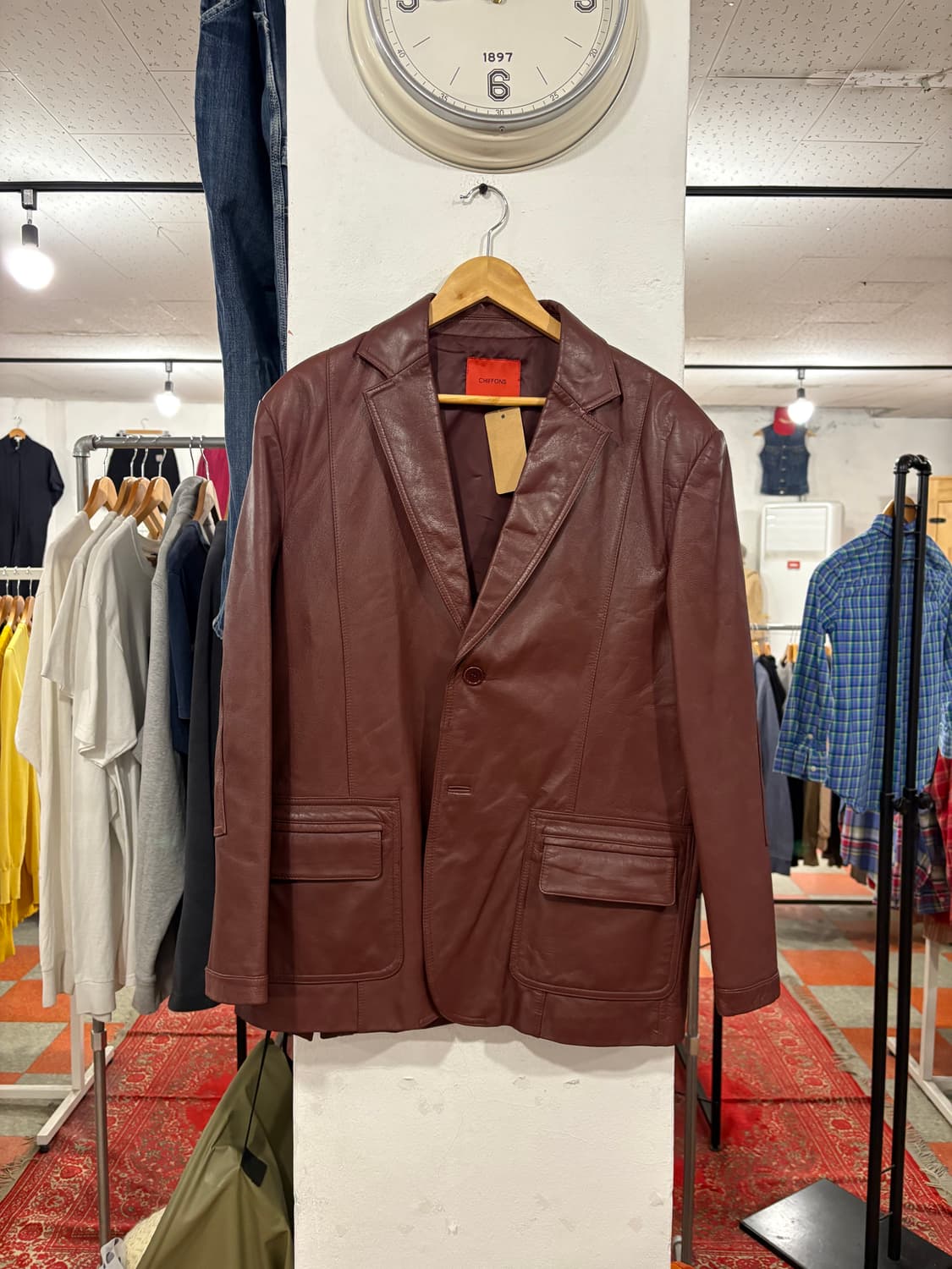 버건디 가죽자켓 상품이미지2