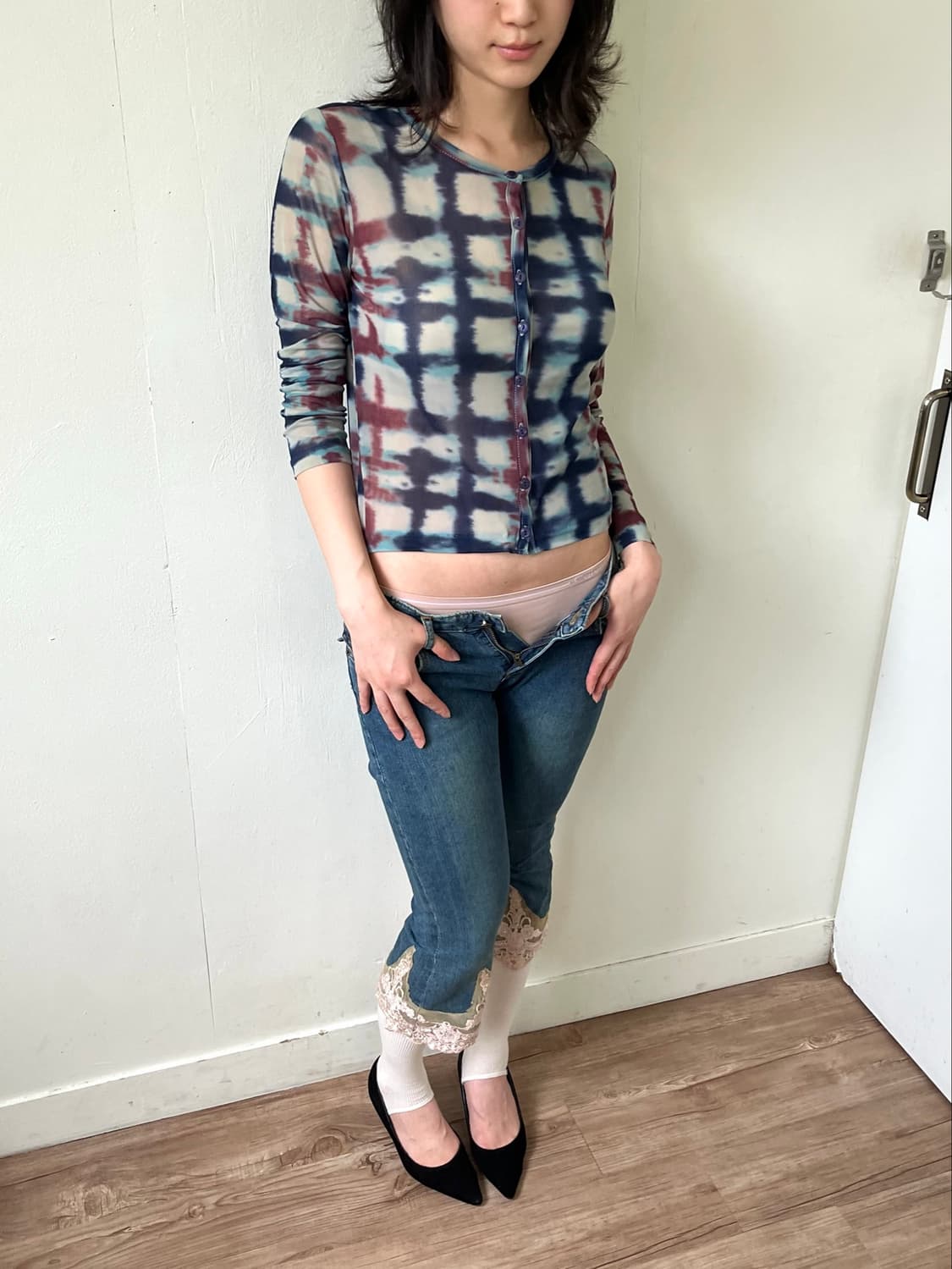 odo 타이다이 시스루 가디건 상품이미지5