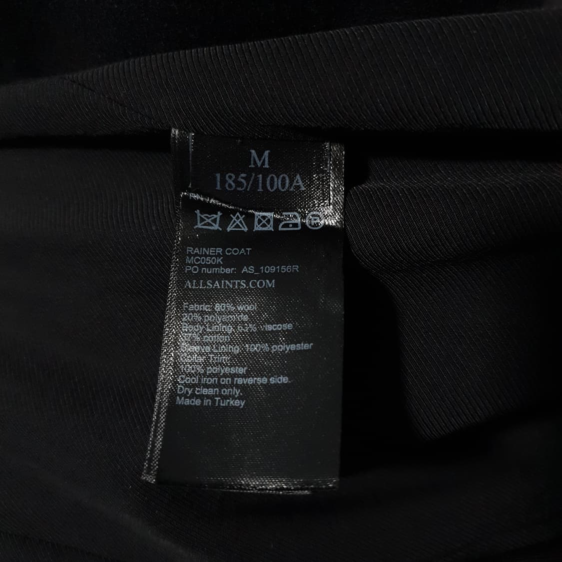 M) 올세인츠 이태리 폴리아미드 비스코스 레이너 싱글 히든버튼 코트 자켓 상품이미지4