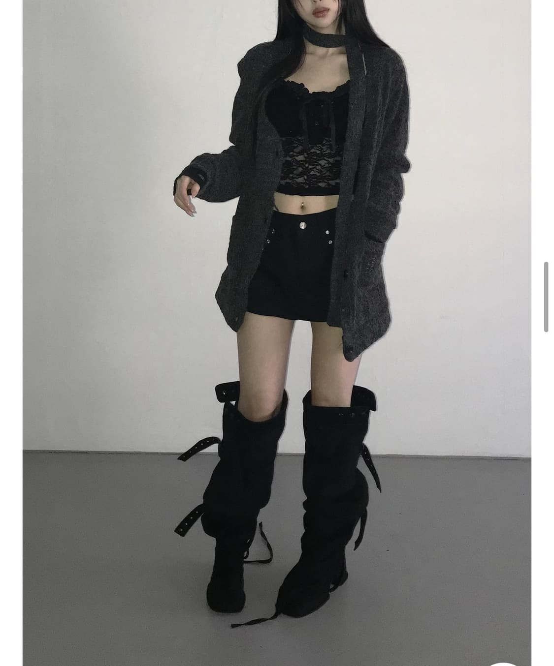 디에어타운 스트랩버클 하이 부츠 블랙 s(225-230) 상품이미지1