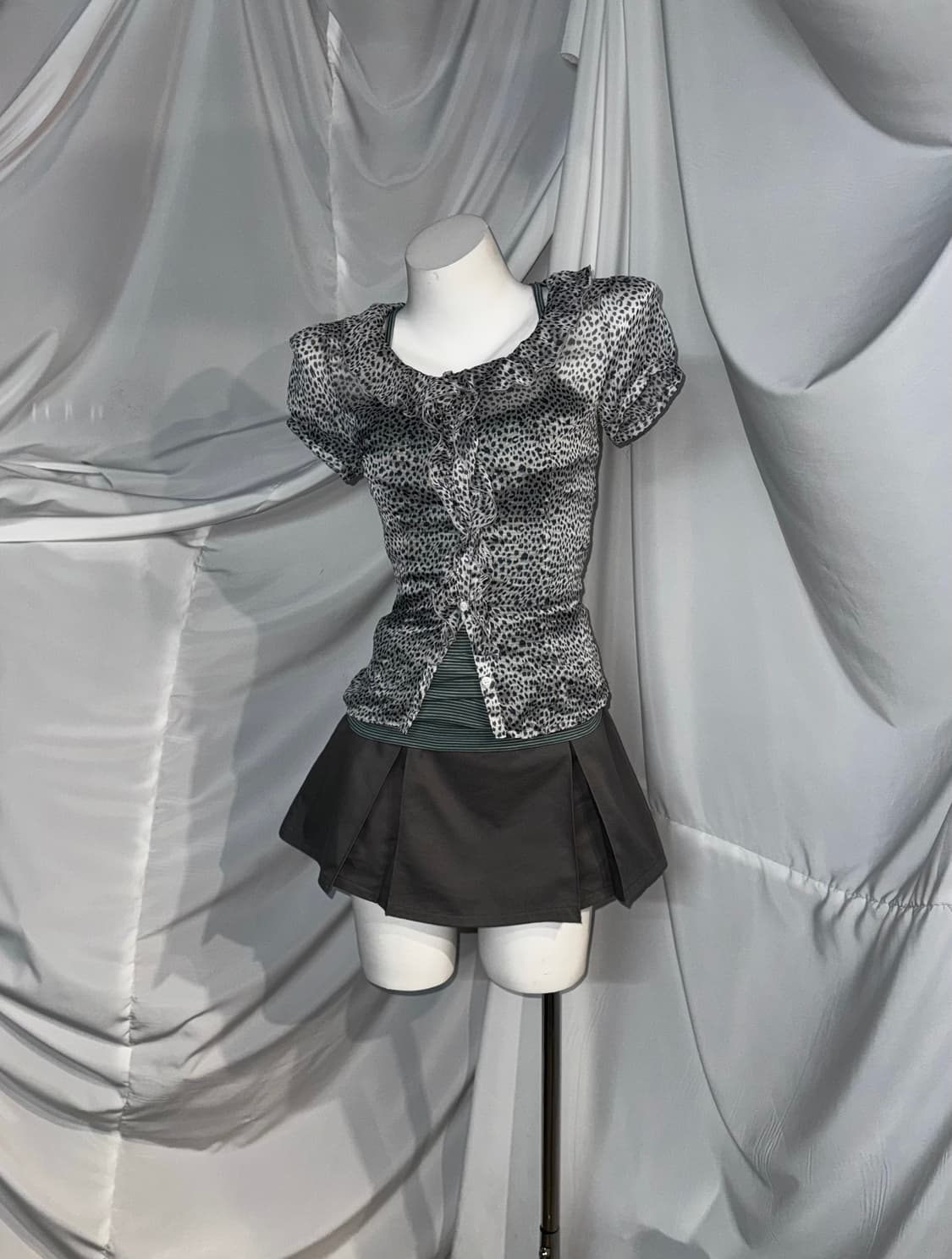 민트 레오파드 데일리 미쿠프레피 코디세트 상품이미지4