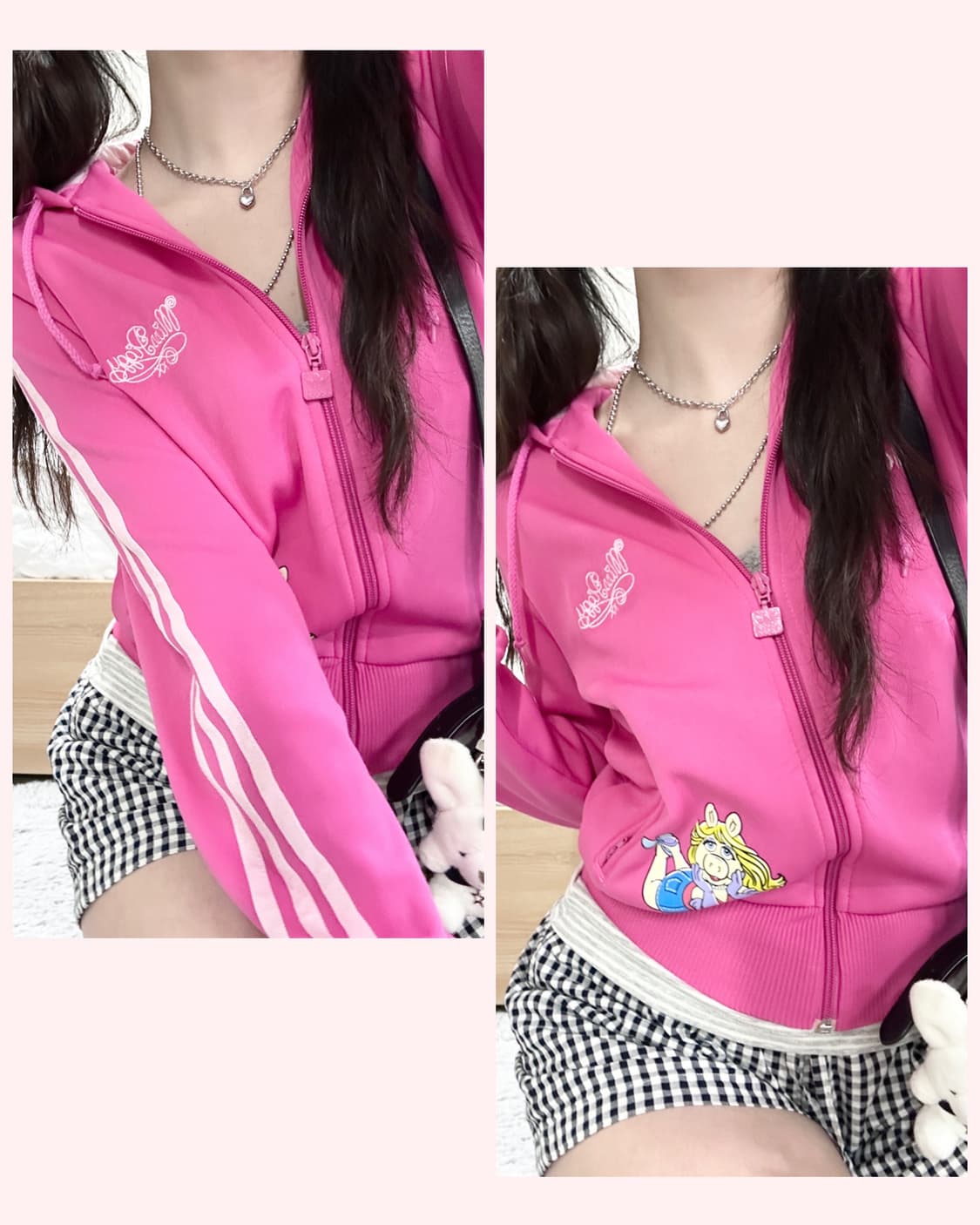 아디다스 아디컬러 미스피기 핑크 후드집업 상품이미지1