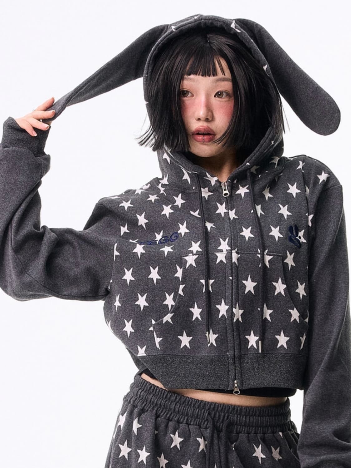 yegg Star Bunny Hoodie Deep Grey 상품이미지1