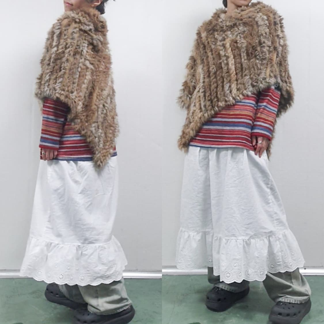 언발 퍼 후드 망토 상품이미지5