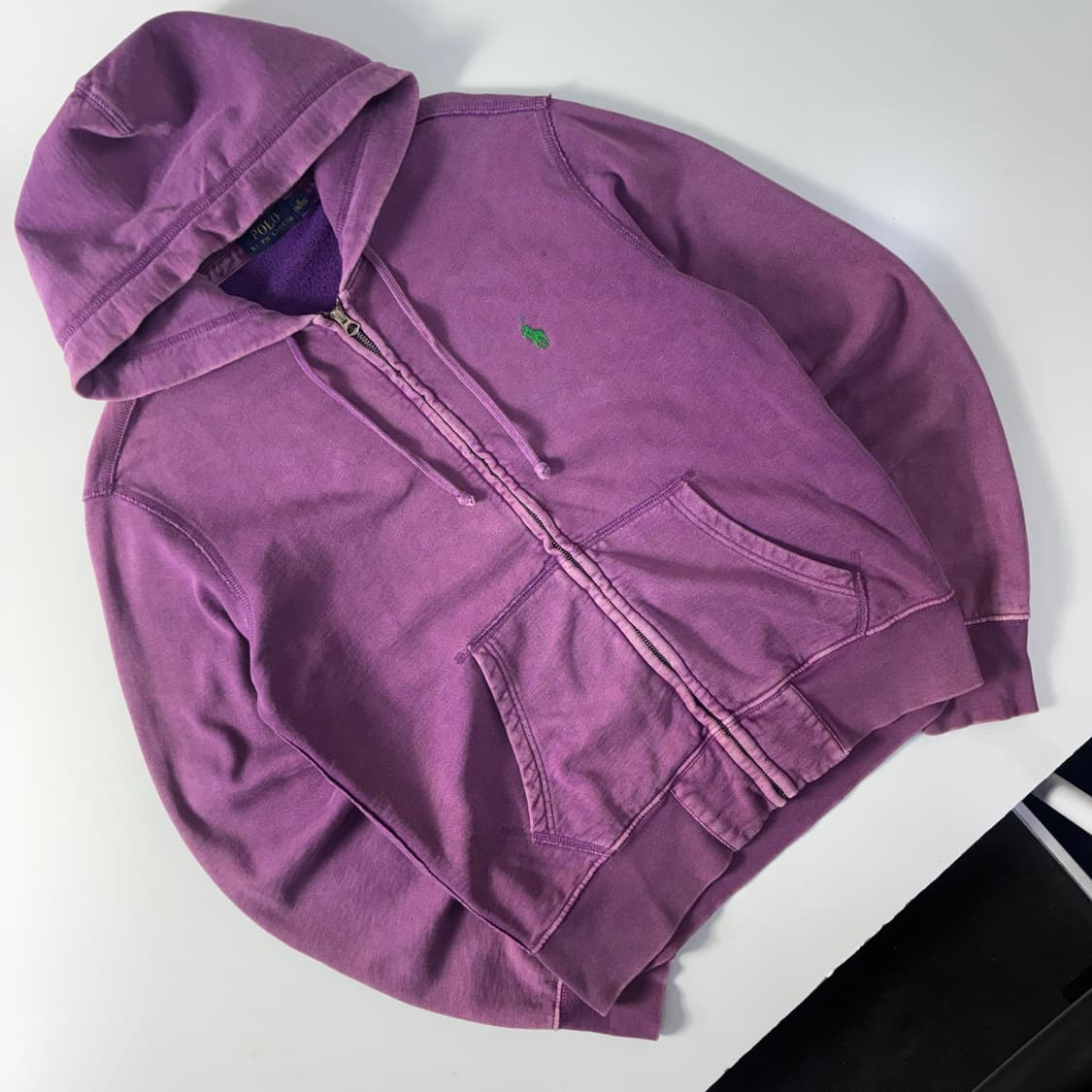 Polo  폴로 랄프로렌 자수 코튼 워시드 퍼플 후드집업 상품이미지2
