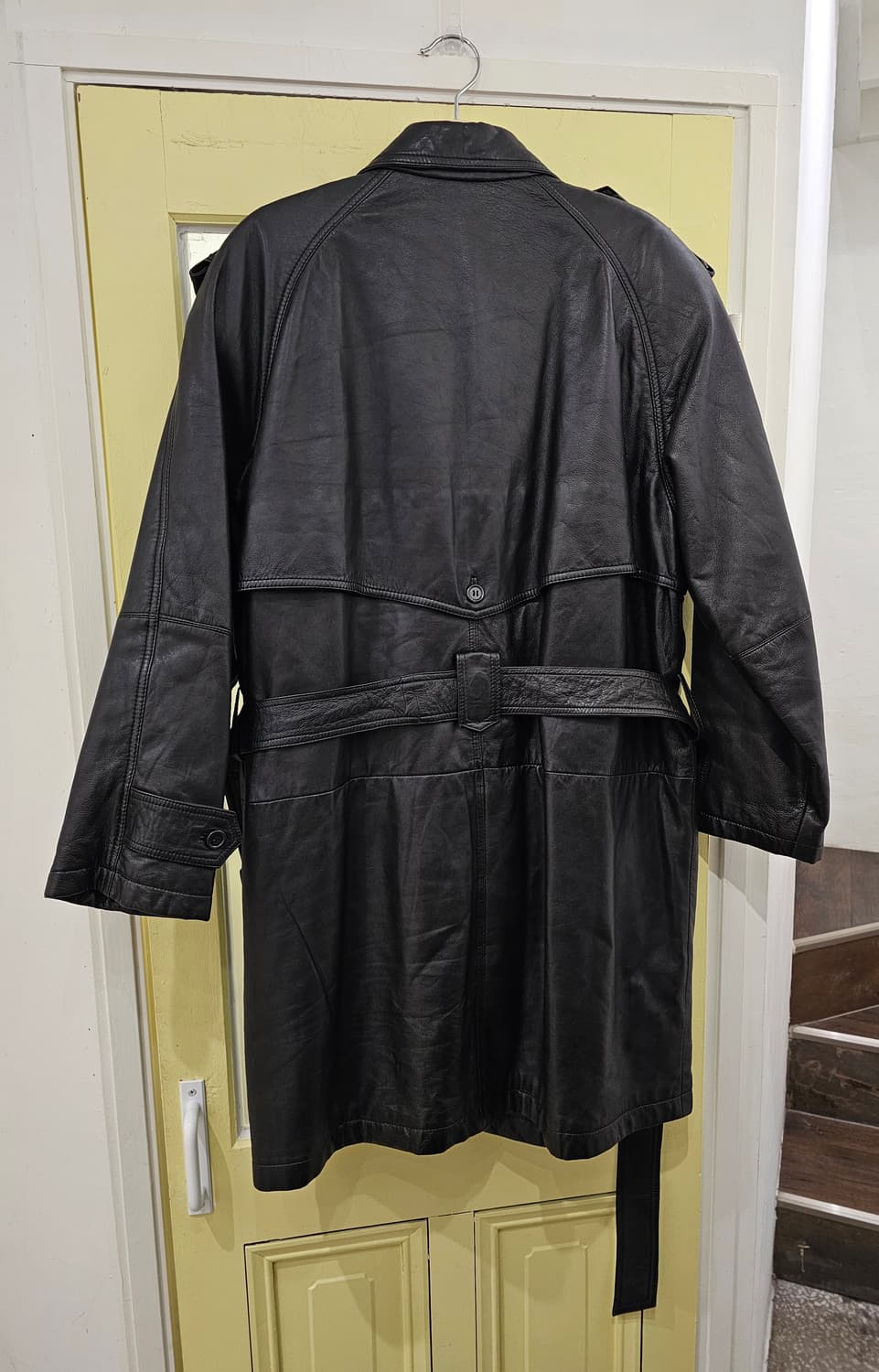 80's Banana Republic 벨티드 더블 트렌치 램스킨 미들자켓 상품이미지9