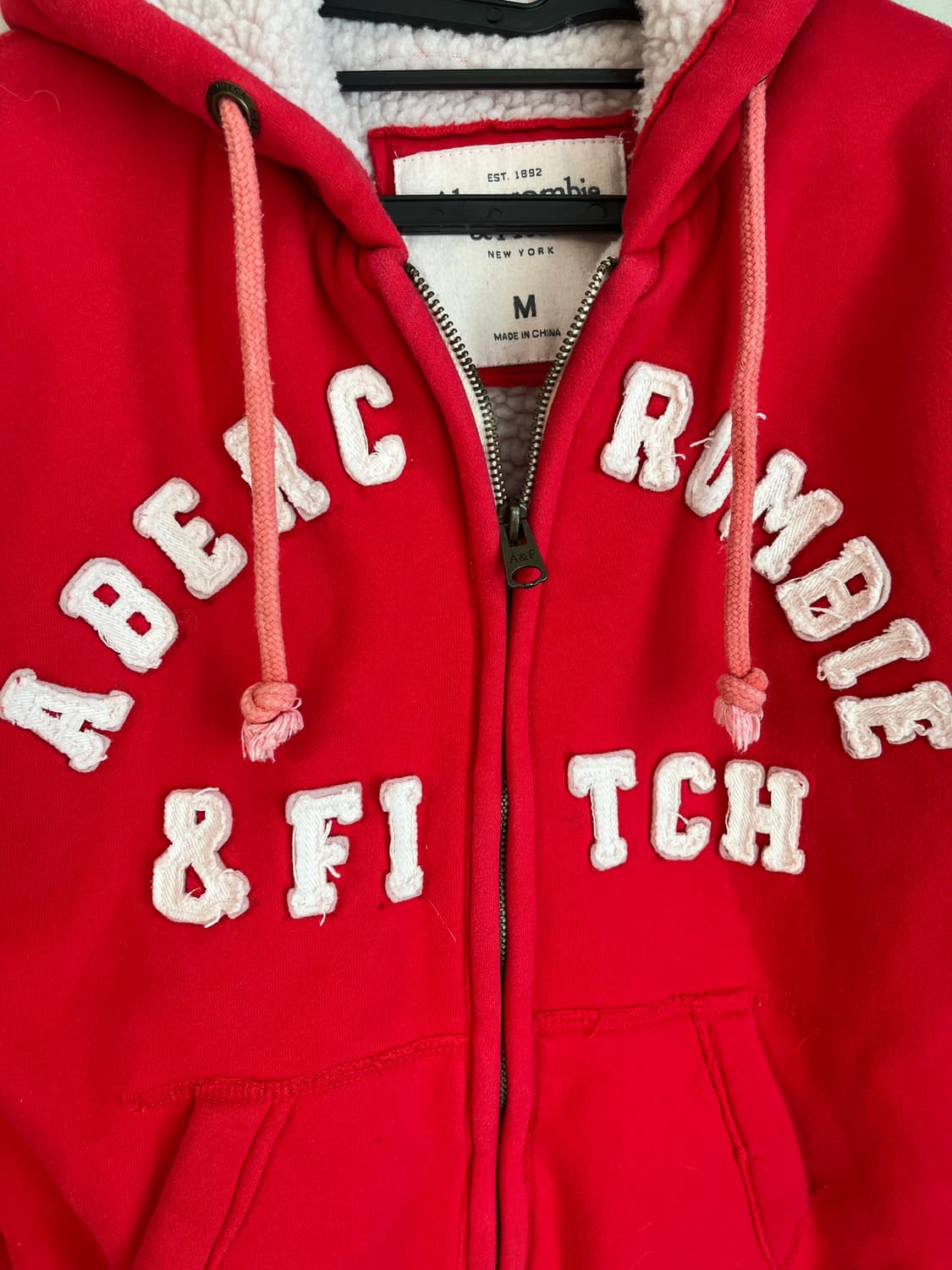 아베크롬비 양털 퍼 후드집업 레드 [M] 상품이미지4