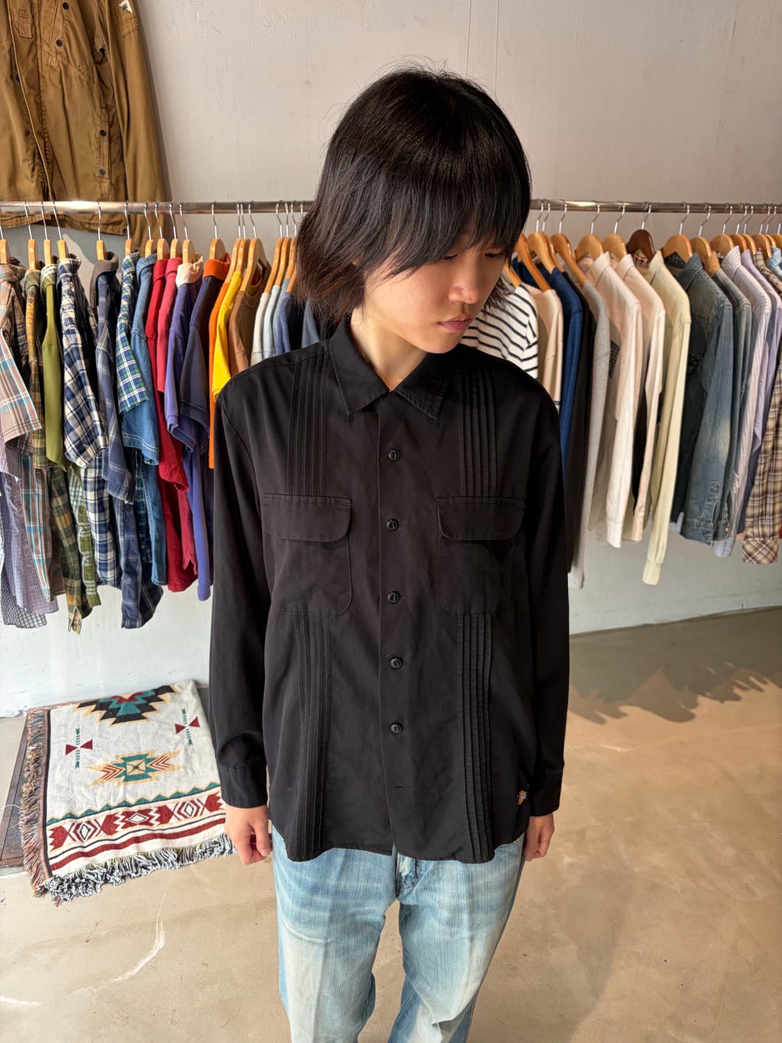 Dickies 핀턱 쿠바 셔츠 S 상품이미지4