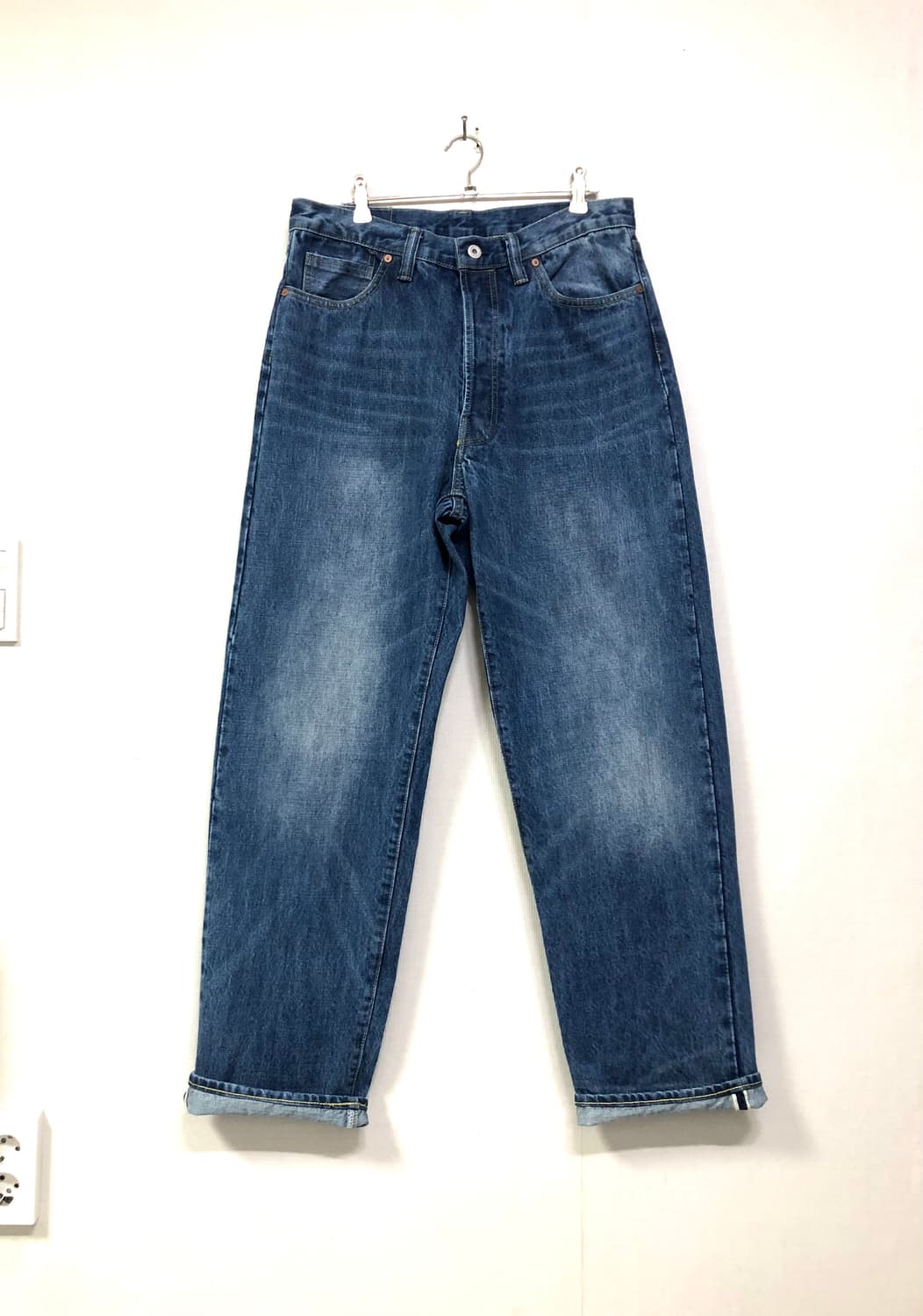 아웃스탠딩 남성 일자핏 셀비지 데님팸츠 청바지 30 _ 라이트인디고 상품이미지1