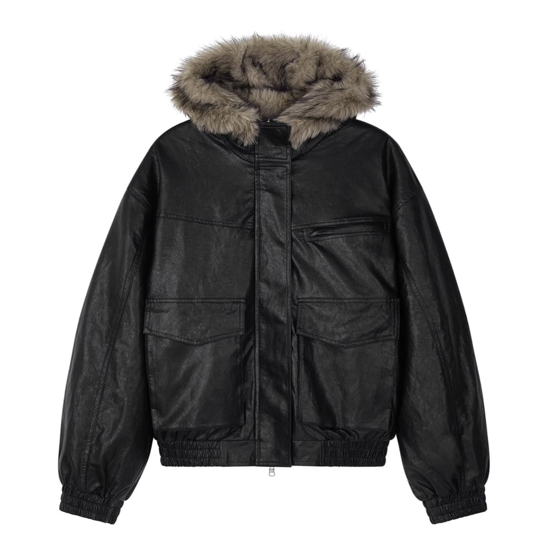 샌드릭 리버시블 퍼 레더 점퍼 베이지/블랙 상품이미지3