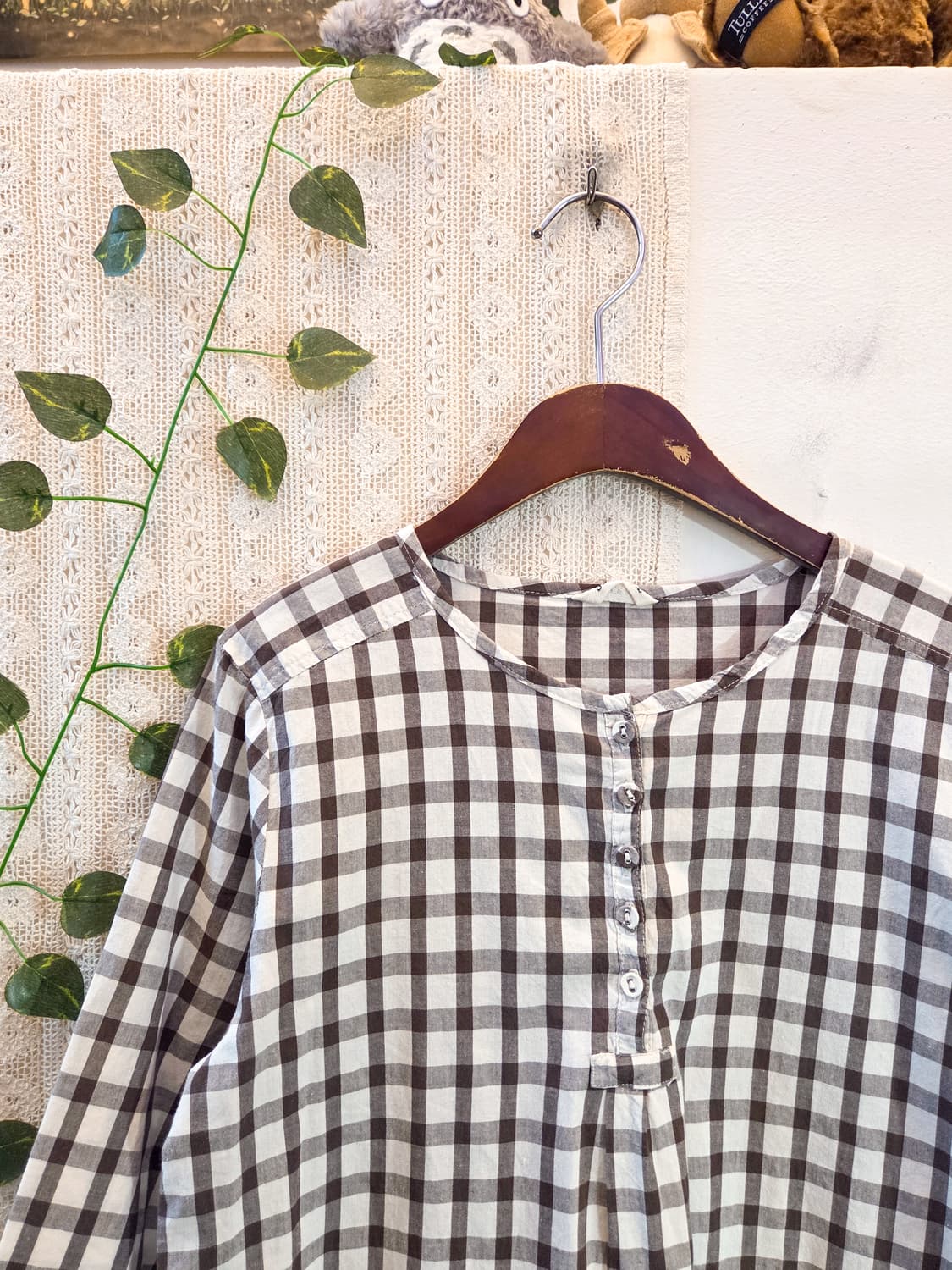 모리 체크 7부 블라우스 상품이미지2