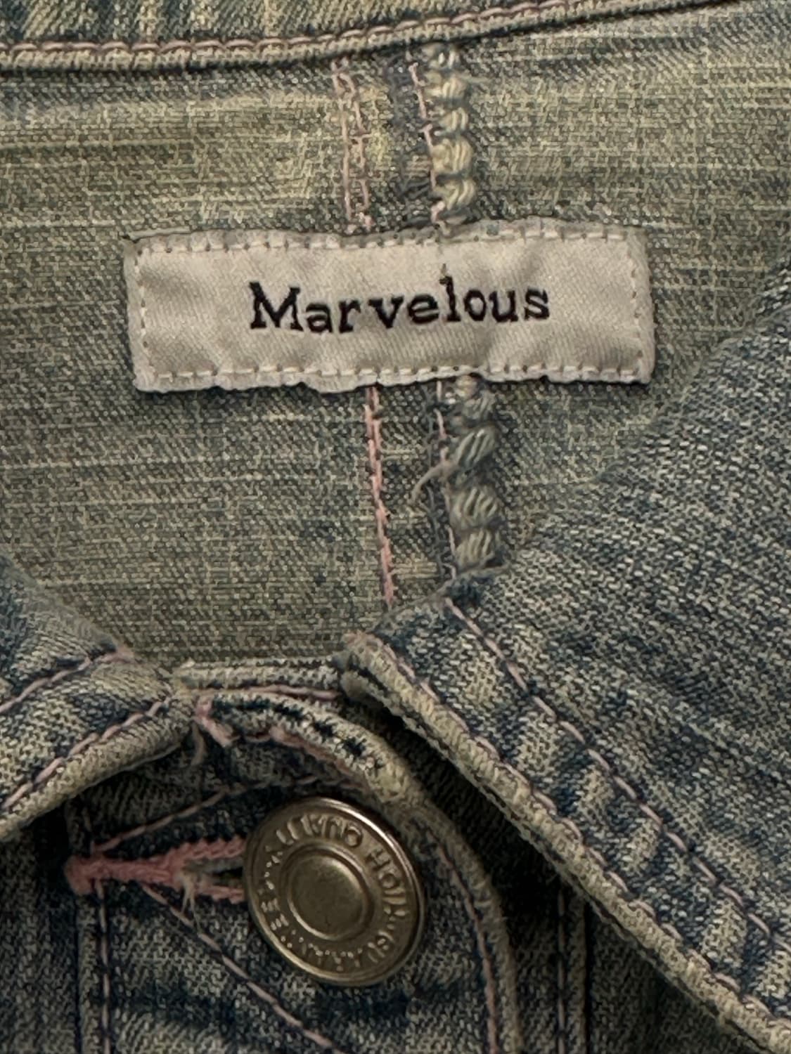 38)Japanese vintage 여성 핑크 스티치 디테일 연청 데님  상품이미지4